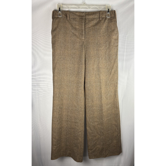 VTG J Crew Wool Cashmere Pants Womens Sz 10 Brown Plaid Wide Leg Lined Academic - Picture 1 of 5